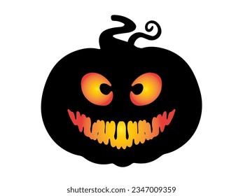 Scary Face Pumpkin Halloween Illustration