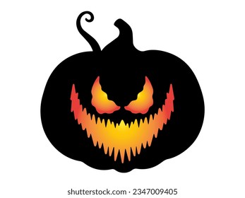 Scary Face Pumpkin Halloween Illustration