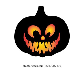 Scary Face Pumpkin Halloween Illustration