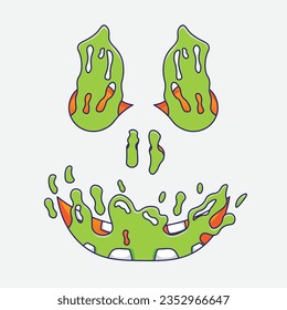 Scary face pumpkin illustration with white background