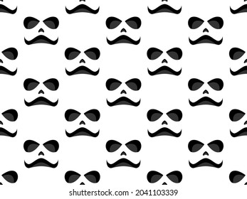 Scary face seamless pattern. Spooky halloween face with evil scary eyes. Ghost mask. Festive background design for banners and posters, wrapping paper and promotional items. Vector illustration