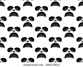 Scary face seamless pattern. Spooky halloween face with evil scary eyes. Ghost mask. Festive background design for banners and posters, wrapping paper and promotional items. Vector illustration