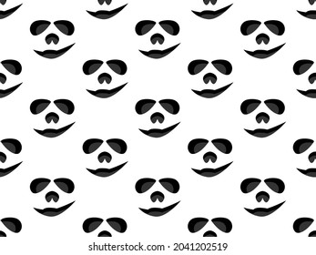 Scary face seamless pattern. Spooky halloween face with evil scary eyes. Ghost mask. Festive background design for banners and posters, wrapping paper and promotional items. Vector illustration