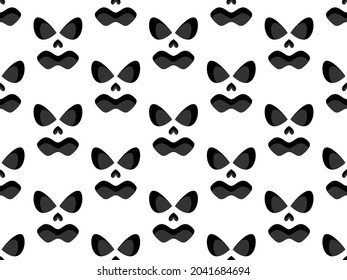 Scary face seamless pattern. Spooky halloween face with evil scary eyes. Ghost mask. Festive background design for banners and posters, wrapping paper and promotional items. Vector illustration