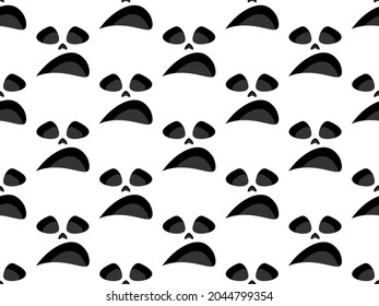 Scary face seamless pattern. Spooky halloween face with evil scary eyes. Ghost mask. Festive background design for banners and posters, wrapping paper and promotional items. Vector illustration