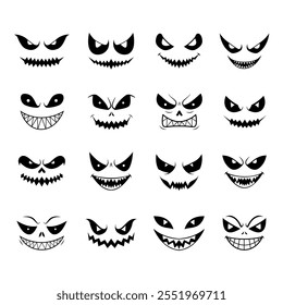 scary face set decoration for halloween vector 