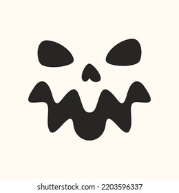 Scary face silhouette, flat vector illustration. Halloween pumpkin Lantern Jack cartoon character. Trick or treat mask design template