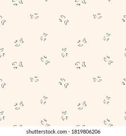 Scary face silhouette. Halloween seamless pattern. Black and white vector abstract texture. Simple doodle style monochrome background. Funny creepy design for kids, boys and girls, decor, print, wrap