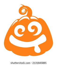Scary face smiling pumpkin with crazy eyes