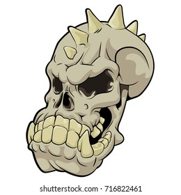 Scary face. Vector illustration in comic style. Isolated on a white background.