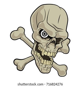 Scary face. Vector illustration in comic style. Isolated on a white background.