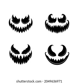 Scary faces of Halloween pumpkin or ghost . Vector collection.