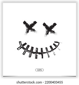 Scary faces of halloween pumpkin or ghost logo premium elegant template vector eps 10