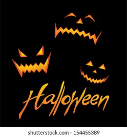 Scary faces of Halloween pumpkin Vector