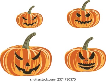 Scary faces of Jack O Lantern for halloween party