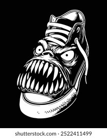 scary faces sneakers vector black and white