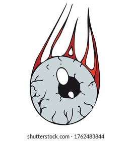 scary fallen eye, coloring book, vector doodle element for halloween celebration in doodle style, color illustration