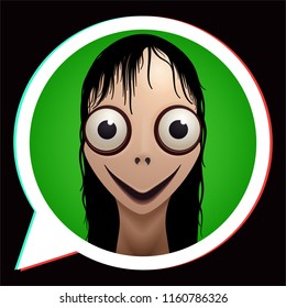 Scary female demon with big eyes and wide smile for halloween holiday. Vector illustration EPS10