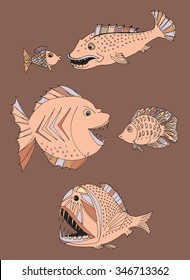 scary fish. hand drawn