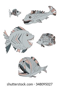 scary fish. hand drawn