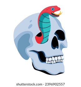 A scary flat icon showing snake skull 