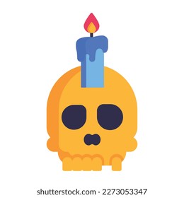 A scary flat icon of skull candle