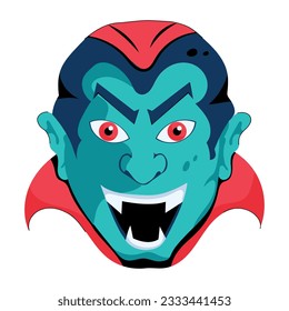 Icono plano aterrador de la cara de vampiro 