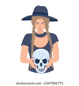 A scary flat illustration of gothic character 