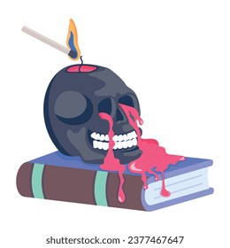 Scary flat illustration of occult skull 