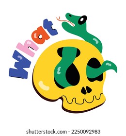 A scary flat sticker of snake skull 