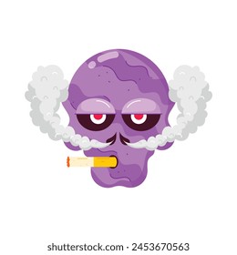 A scary flat sticker of stoner skull