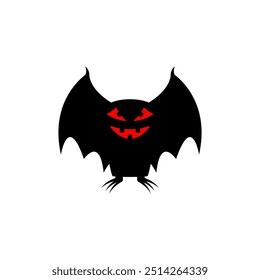 Scary flying monster with teeth and wings. Vector illustration on a white background.