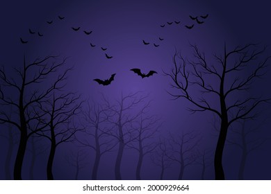 A scary forest curtain Lonely atmosphere Halloween festival background illustration.