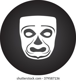 Scary fun clown mask simple icon on colorful round background
