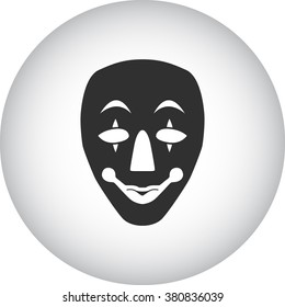 Scary fun clown mask simple icon on grey round background