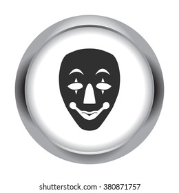 Scary fun clown mask simple icon on grey round background