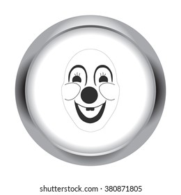 Scary fun clown mask simple icon on grey round background