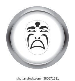 Scary fun clown mask simple icon on grey round background