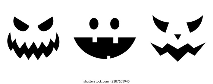 Scary and funny faces of Halloween pumpkin or. Vector illustratoin collection. Emotion face pumpkin set.