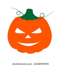 Scary and funny Halloween pumpkin with carved smiling face Holiday Sticker Icon Logo design element