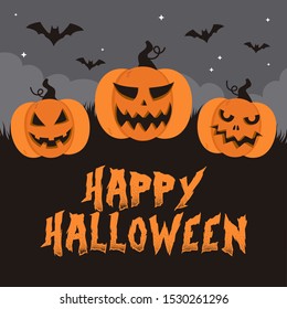 Scary and funny halloween pumpkin. Trick or treat banner.