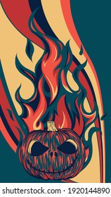 scary funny Halloween pumpkins vector illustration design