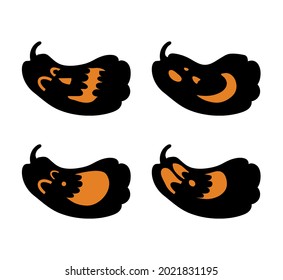 Scary and funny Halloween pumpkins. Vector stock illustration of a jack lantern on a white background. Halloween pumpkin illustration
