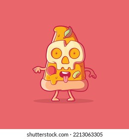 Scary and funny pizza character vector illustration. Food, mascot, brand design concept.