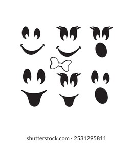 Scary and Funny sad happy icon illustration