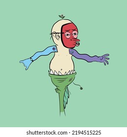scary and funny scarecrow cartoon illustration