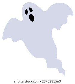 Scary ghost cartoon for halloween flat illustration isolated on white background.