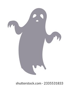 Un espantoso vector de caricatura fantasma aislado en fondo blanco.