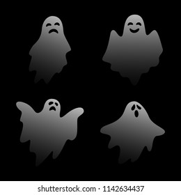 Scary ghost characters set with different face expressions