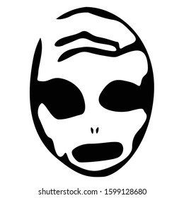 Scary Ghost Face Illustration Design in Black and White